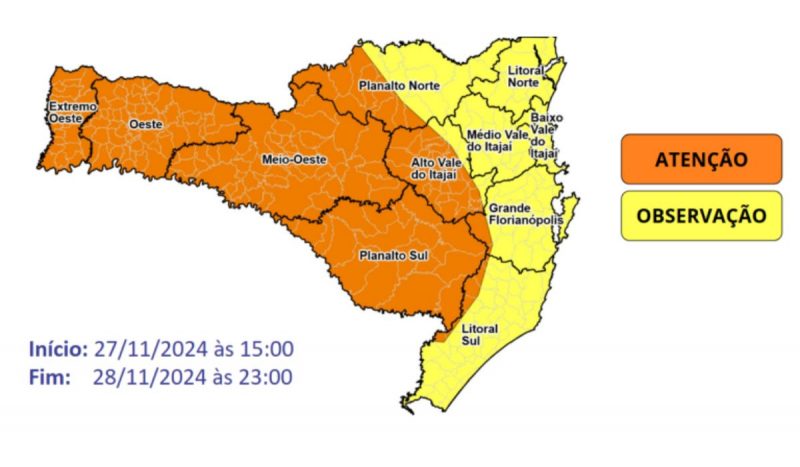 Tempestades ocorrem no Extremo Oeste e Alto Vale do Itajaí