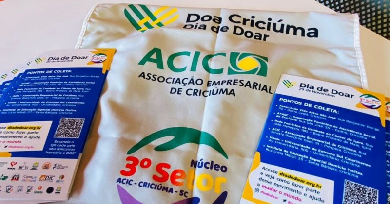 Campanha 'Dia de Doar' é promovida pelo Núcleo do Terceiro Setor da Acic, em Criciúma