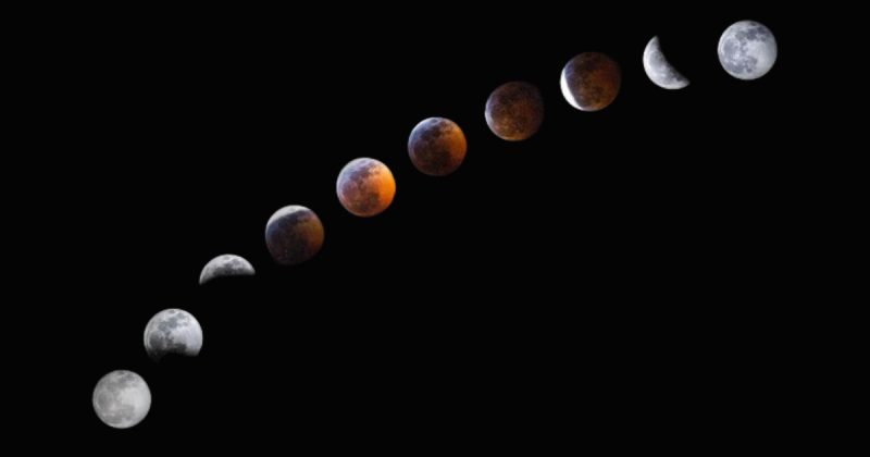 Luas em várias fases do ciclo lunar em céu escuro