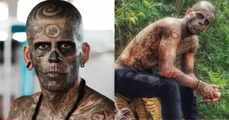 Homem com muitas tatuagens no corpo