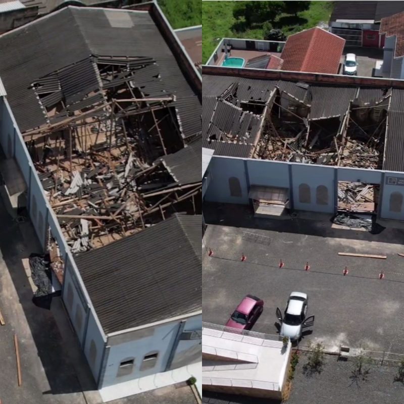 Igreja que desabou vista de cima