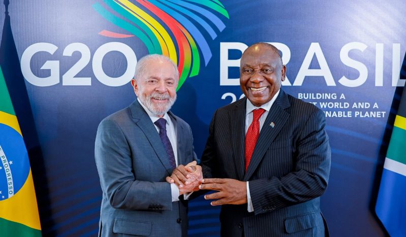 No encerramento da agenda, Lula passará a presidência do G20 ao presidente da República da África do Sul, Cyril Ramaphosa