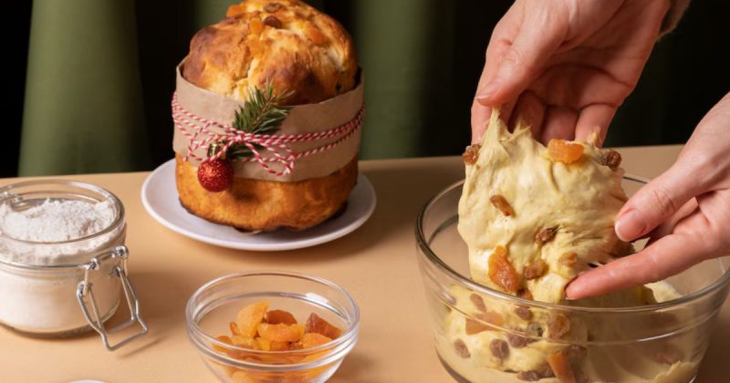 Imagem mostra massa de pão doce caseiro estilo panetone