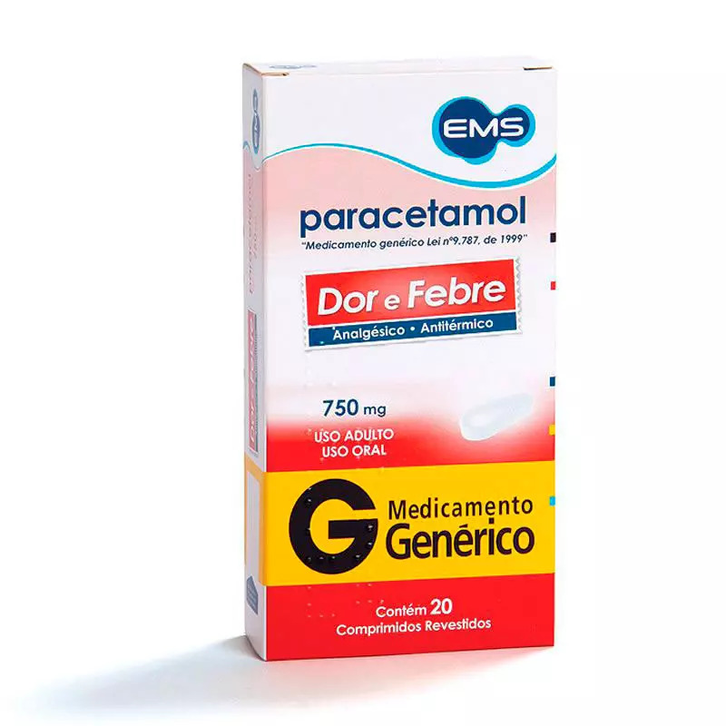 Paracetamol Ems 750mg 20 Comprimidos