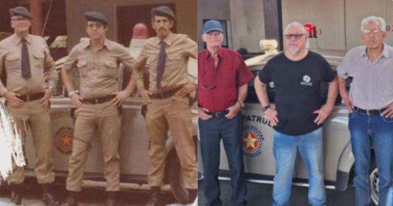 Policiais militares recriam foto histórica após 45 anos em SC