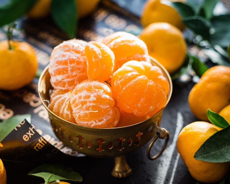 Várias tangerinas, que é calmante natural