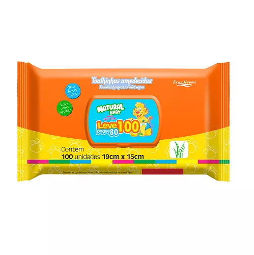 Toalha Umedecida Natural Baby Leve 100 Pague 80 unidades