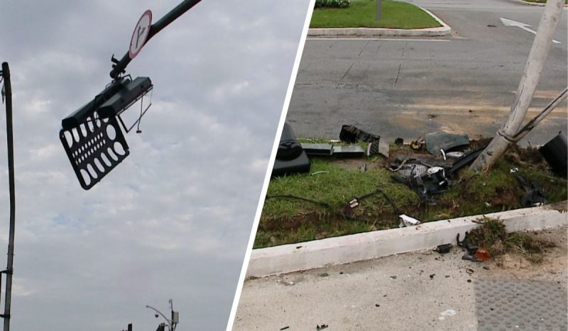 Semáforo parou de funcionar após colisão na Beira-Mar Norte