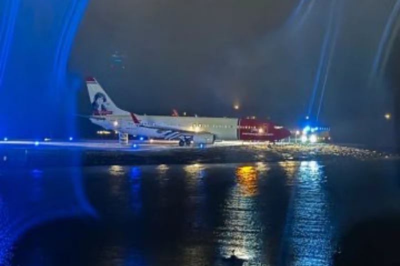 Boeing 737 derrapou na pista na Noruega