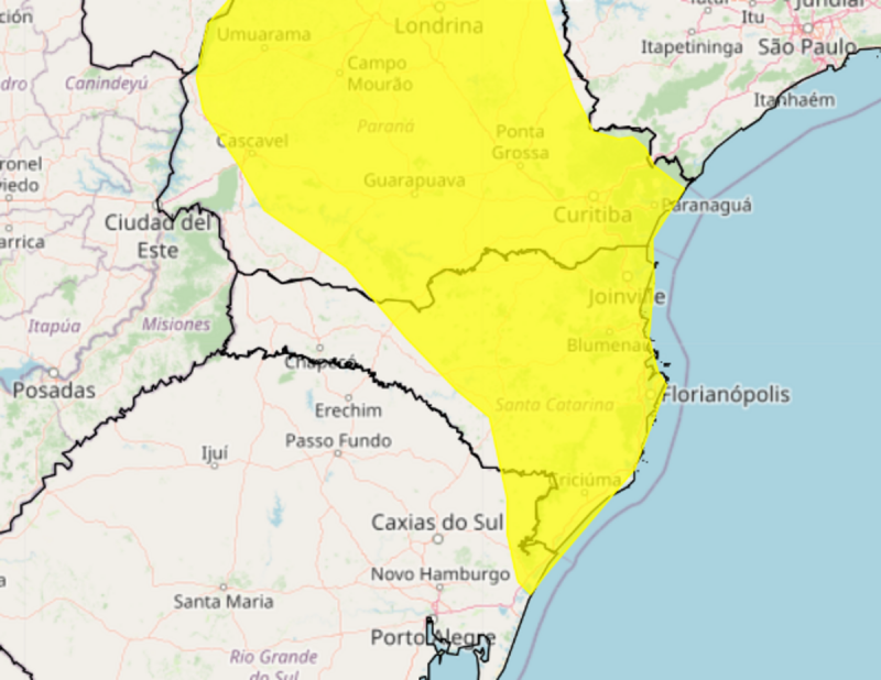 Alerta do Inmet é válido para 197 municípios