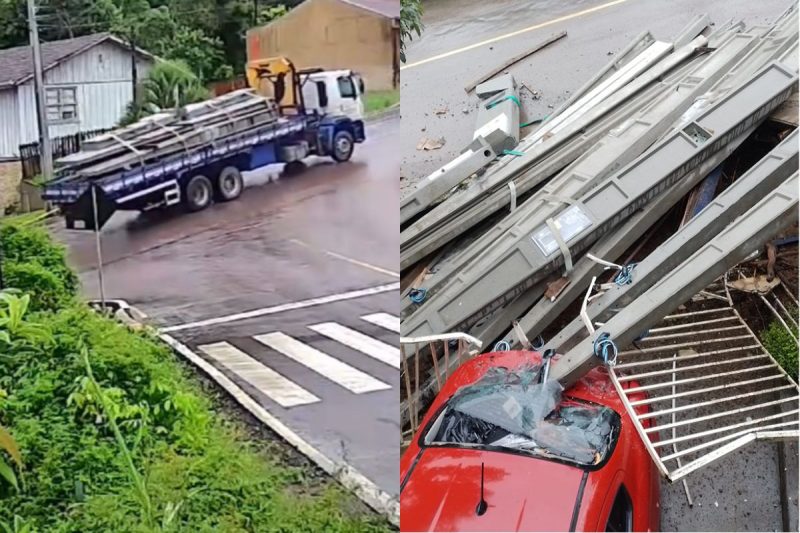 Caminhão desgovernado derrapou na pista 