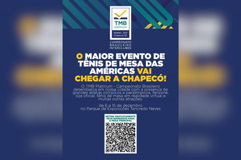 A competição de tênis de mesa será em Chapecó 