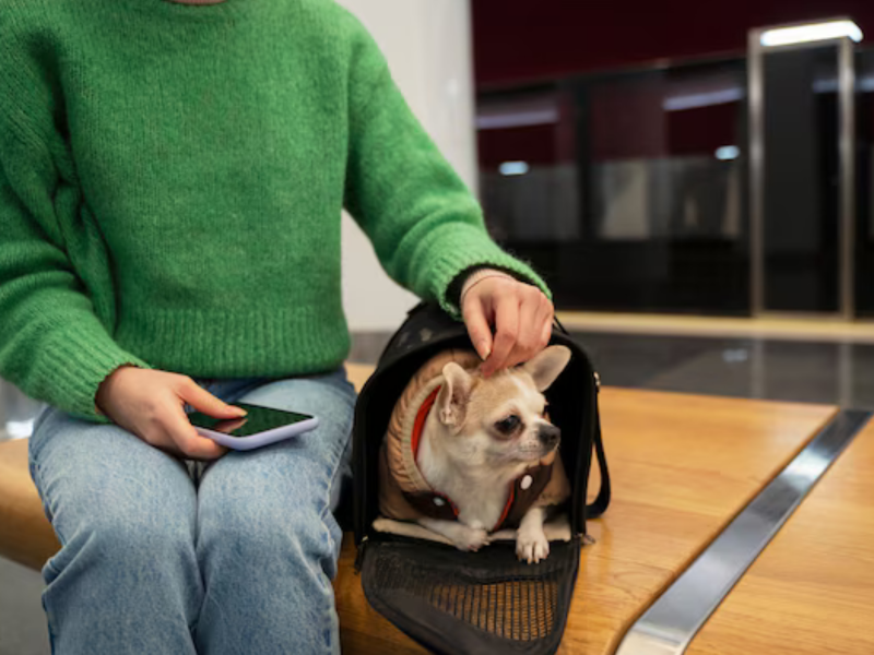 A imagem mostra um cachorro, animal que faz parte do guia de transporte aéreo para pets.