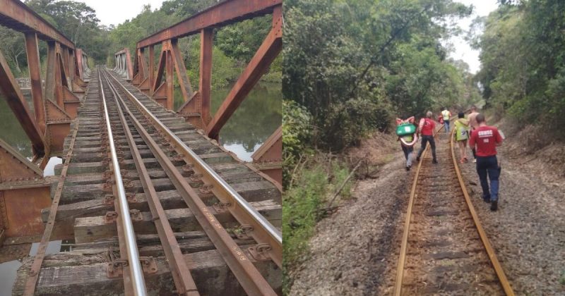 Mulher cai de ponte de ferro e fica presa por cadarço de marido em SC