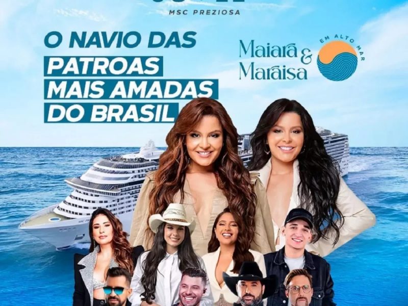 Banner de divulgação da Maiara e Maraisa em alto mar com outros artistas