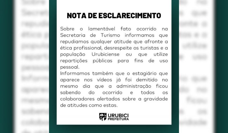 Nota de esclarecimento sobre episódio do aviso "estou cagando" 