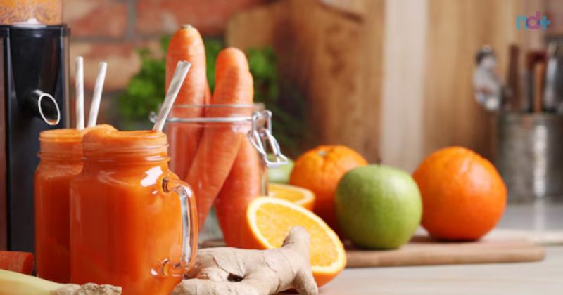 Imagem do smoothie de laranja e cenoura uma das 3 receitas para a visão