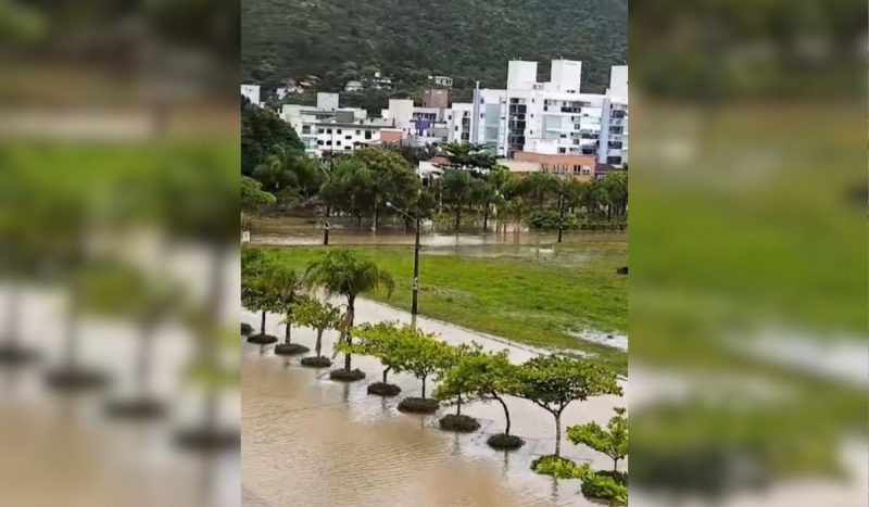 Diferentes regiões ficarama alagadas em decorrência das chuvas em Governador Celso Ramos 