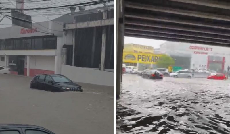 Chuva em São José faz ruas alagarem em diversos pontos da cidade