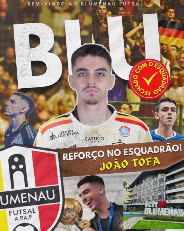 Anúncio do João Tofa no Blumenau Futsal