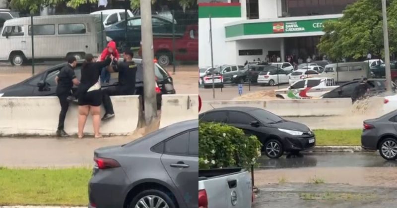 Família de Joinville é salva durante enchente em Florianópolis