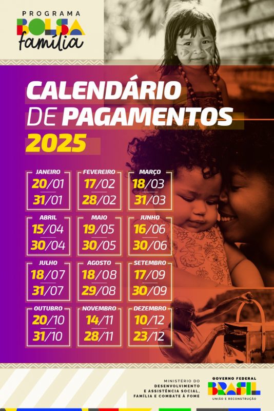 Infográfico oficial com as datas do bolsa família 