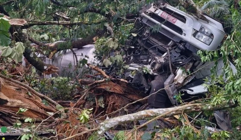 Caminhão com carga tóxica e cancerígena tomba em parque nacional no Rio de Janeiro