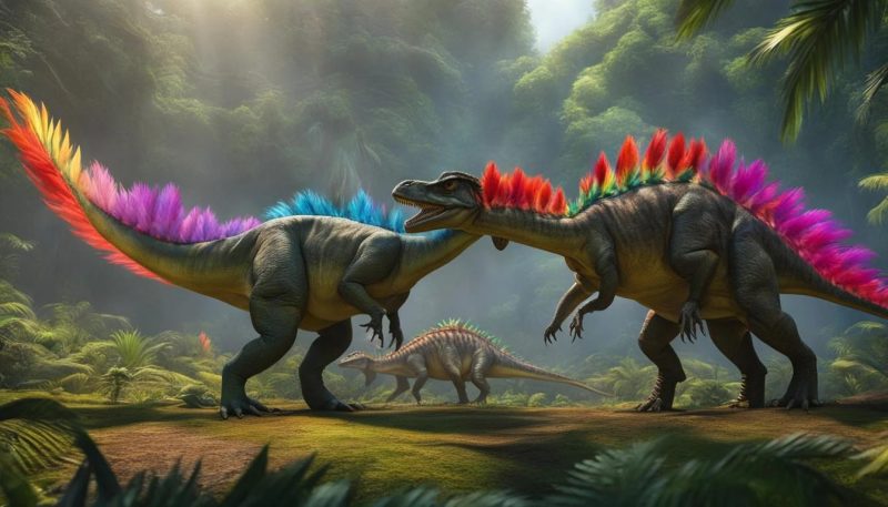 Dinossauros com penas coloridas 