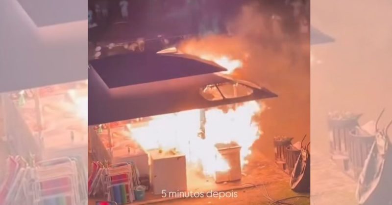 Quiosque de churros pega fogo e causa pânico