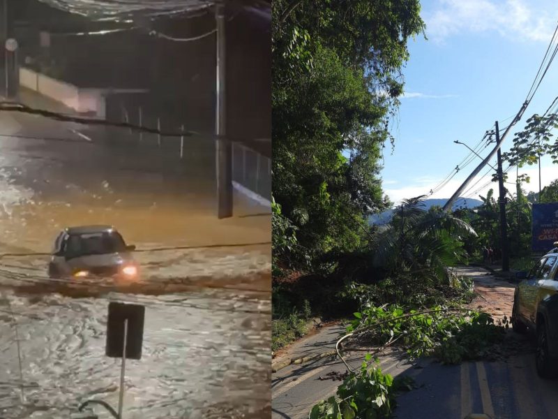 Imagens mostrando os impactos das fortes chuvas em Blumenau e Gaspar 