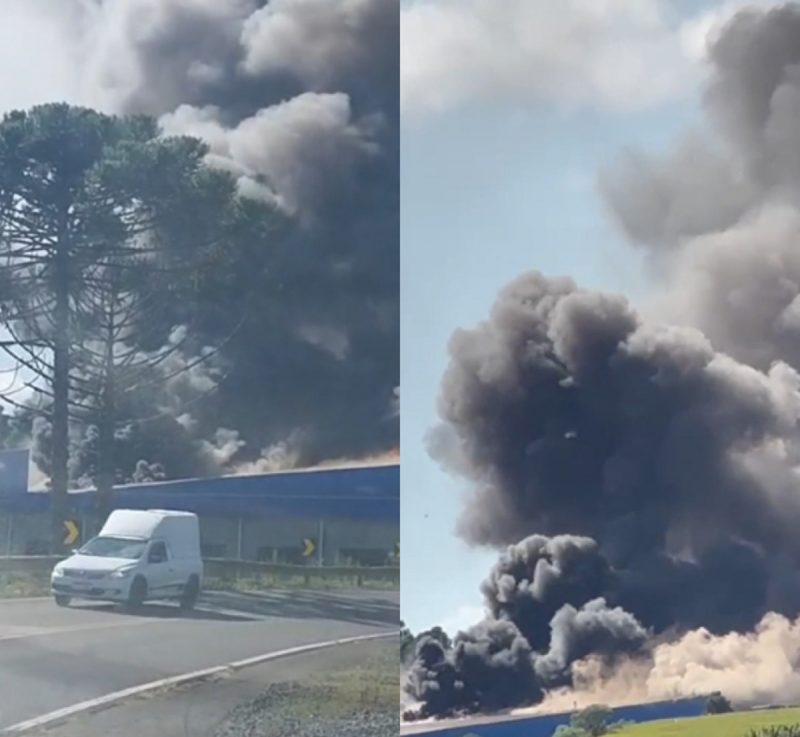 Incêndio em Água Doce destruiu galpão de pneus