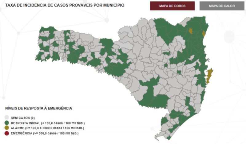 Três municípios lideram incidência de dengue em Santa Catarina, com mais de 100 casos para cada 100 mil habitantes