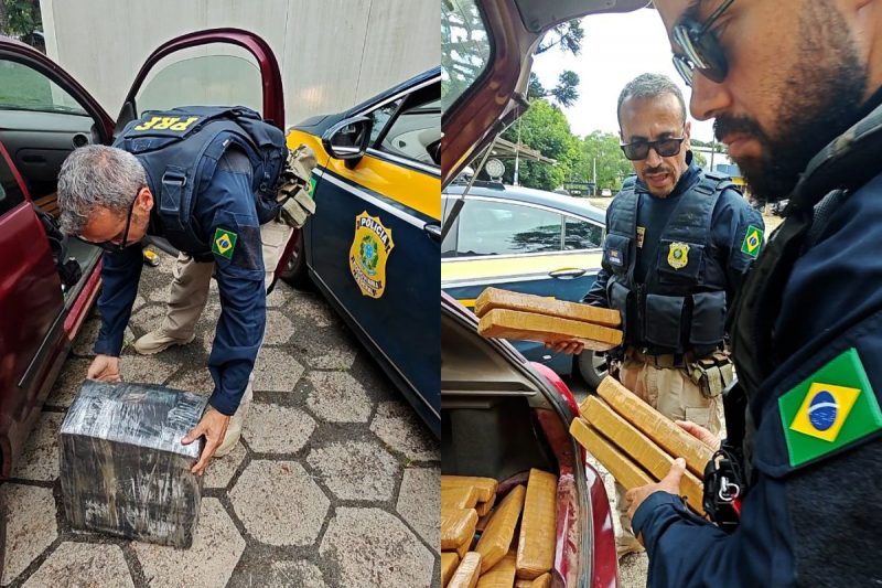 Cerca de 120 kg de droga foram encontrados no porta-malas de um carro em Chapecó