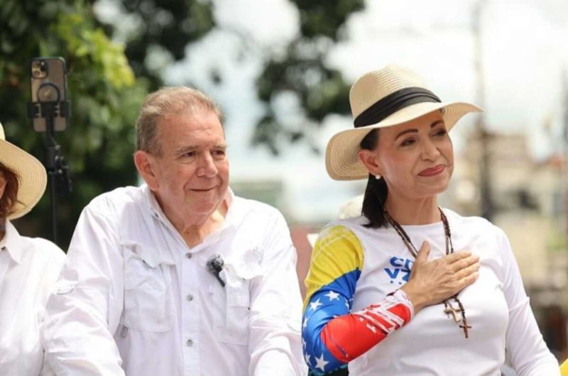 Edmundo González Urrutia e María Corina Machado são os principais nomes da oposição ao governo de Nicolás Maduro na Venezuela - Foto: Reprodução/ND