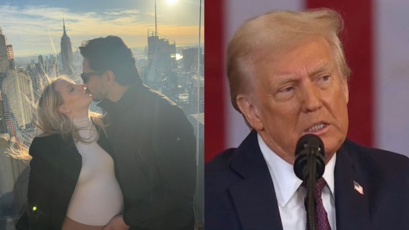 Imagem mostra casal brasileiro e Donald Trump