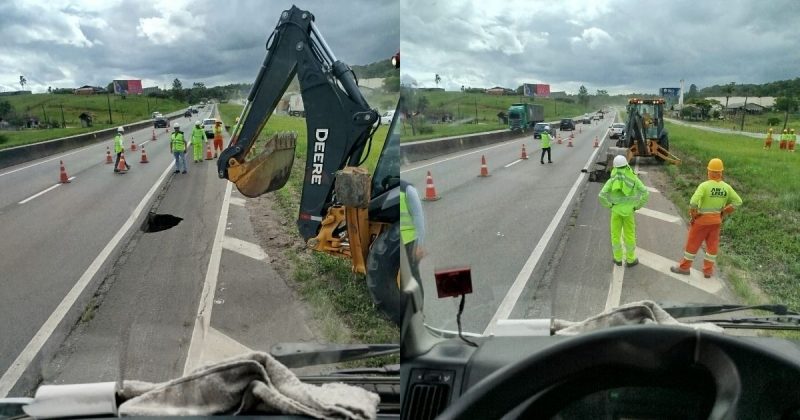 Obra para fechar buraco na BR-101 em SC