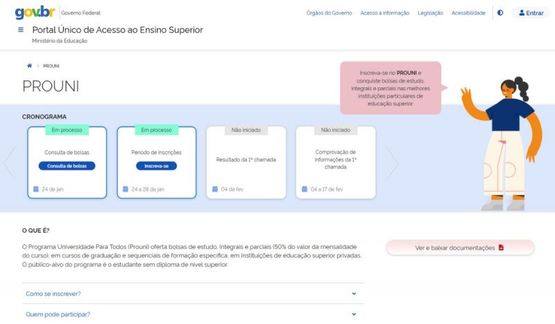 Inscrições são feitas apenas pelo portal de Acesso Único do candidato