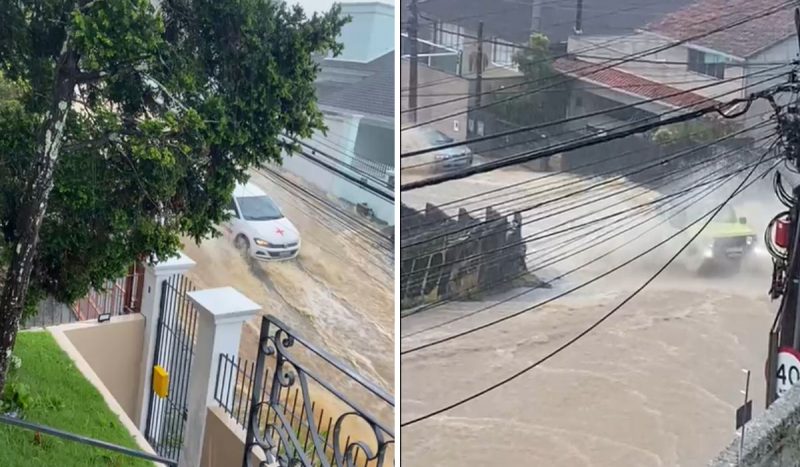 Ruas do Morro da Cruz foram tomadas pela força das águas