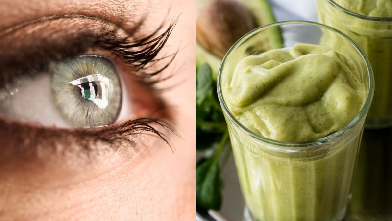 Imagem ilustrativa mostra suco para os olhos na cor verde 