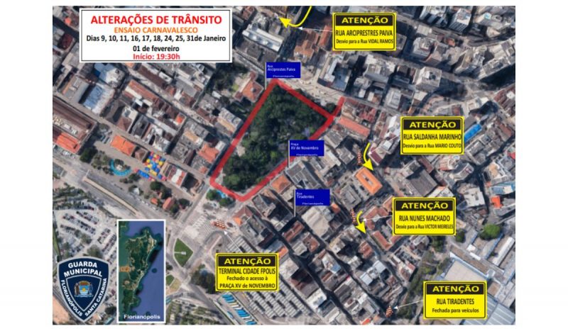 Ruas no entorno da Praça XV sofrerão alterações no trânsito nesta quinta-feira (9)