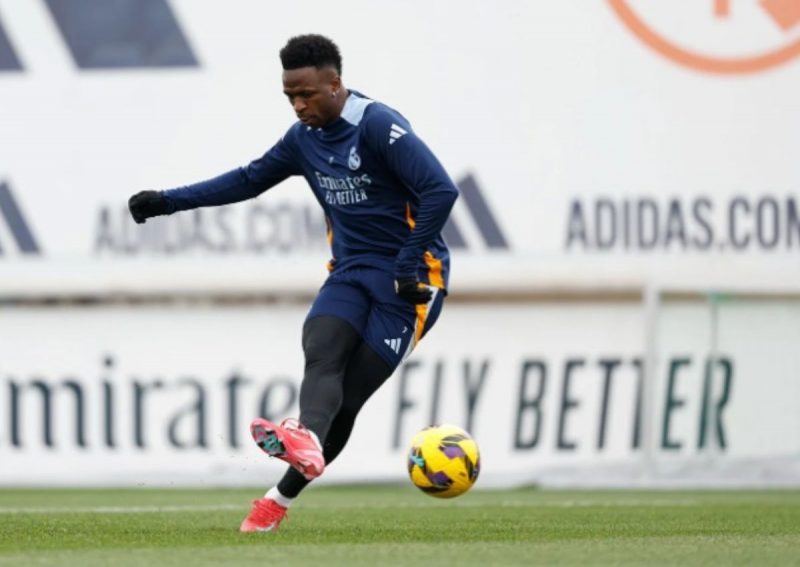 Vinicius Júnior em treino do Real Madrid