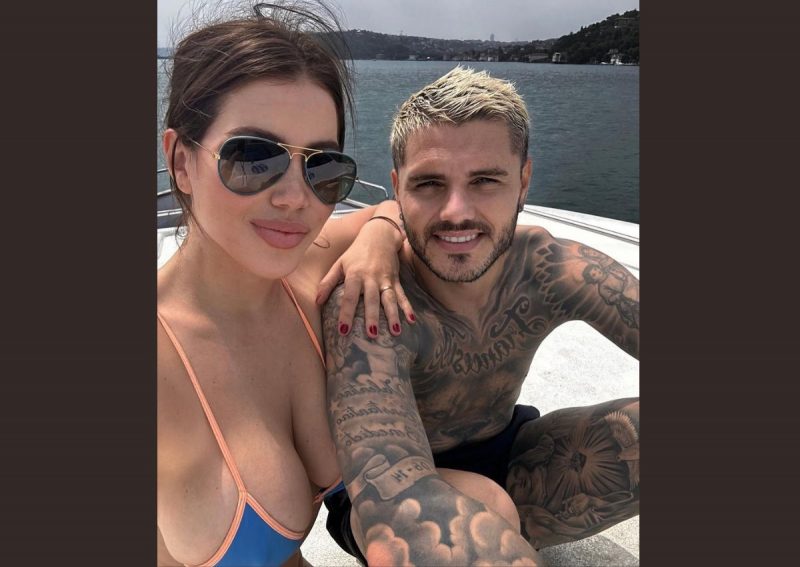 Wanda Nara e Mauro Icardi em passeio de lancha