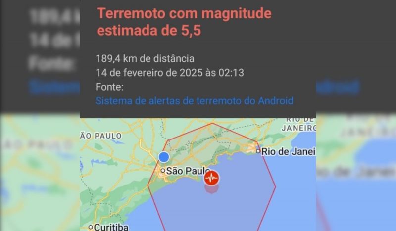 Alerta de terremoto em São Paulo foi emitido pelo Google para usuários do sistema Android 