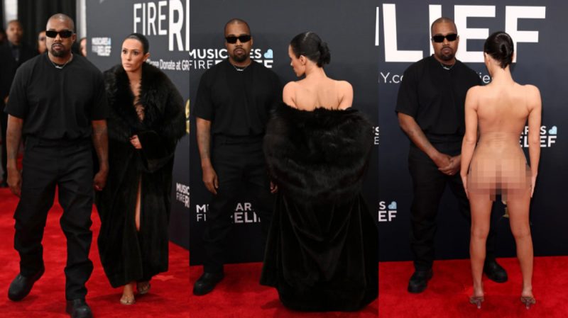 Kanye West e Bianca Censori no Grammy