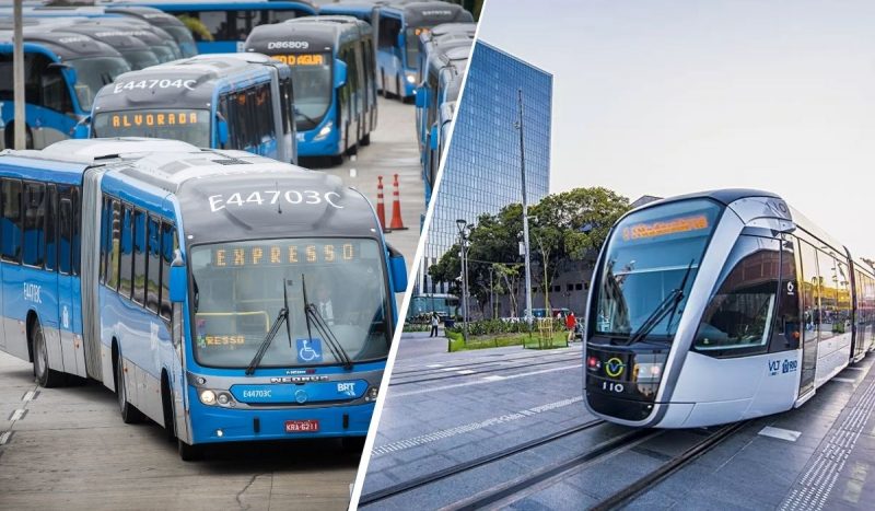 Montagem com BRT, à esquerda, e VLT, à direita