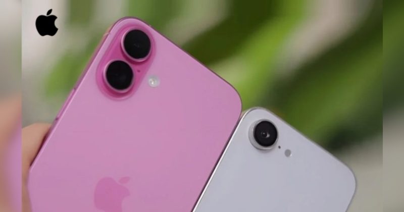 Dois celulares da Apple rosa e branco