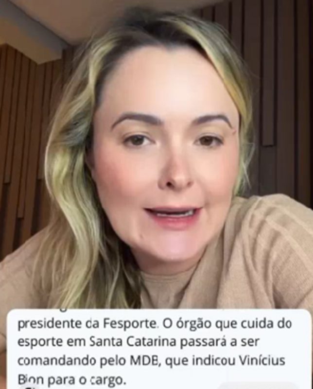 Deputada Julia Zanatta a nomeação do governo Jorginho Mello - Foto: Reprodução/Instagram