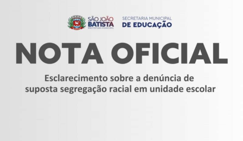 card informando sobre nota oficial da prefeitura de São João Batista