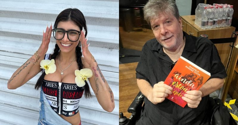 Montagem de Mia Khalifa e Marcelo Rubens Paiva