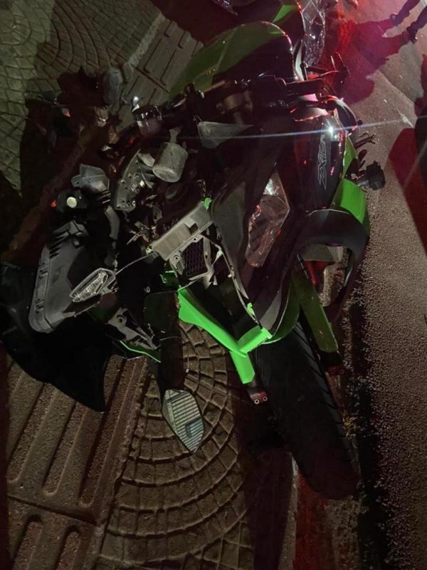 Moto após acidente que matou mulher de 61 anos em Itajaí